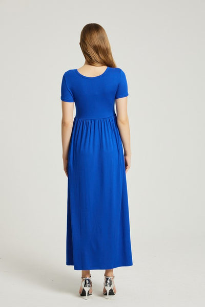 Azure Breeze Maxi Dress - Casual Pocket Style - Fashions Envy