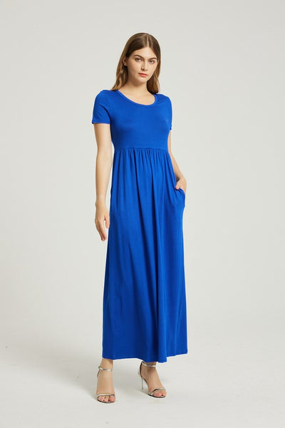 Azure Breeze Maxi Dress - Casual Pocket Style - Fashions Envy