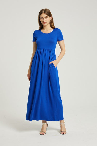 Azure Breeze Maxi Dress - Casual Pocket Style - Fashions Envy