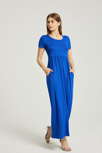 Azure Breeze Maxi Dress - Casual Pocket Style - Fashions Envy