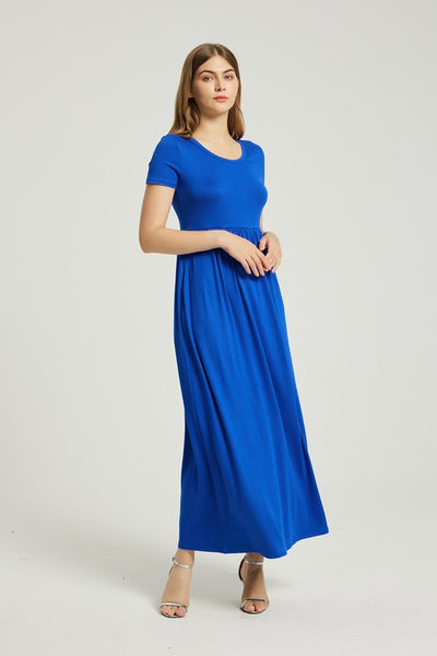 Azure Breeze Maxi Dress - Casual Pocket Style - Fashions Envy