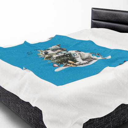 Christmas Puppy Blanket - Cozy Velveteen Throw