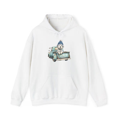 Vintage Truck Pup Hoodie - Cozy Winter Dog Lover Sweatshirt