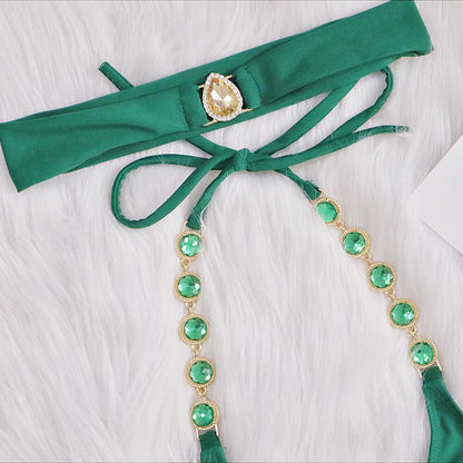 Diamond Embellished Bikini - Retro Swimsuit with Headband