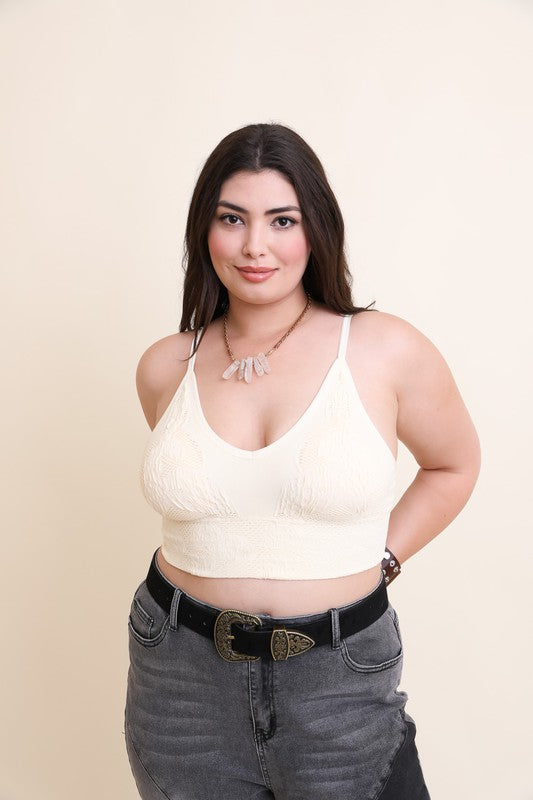 Plus Size Seamless Padded Textured Brami