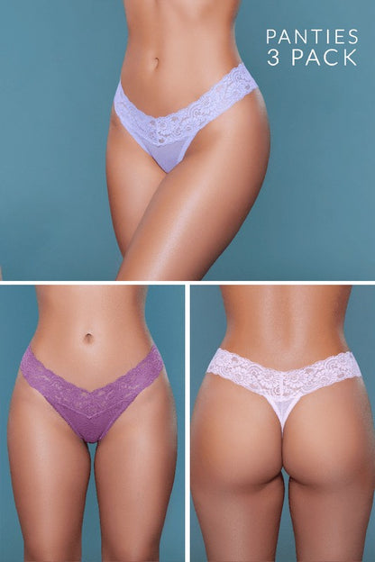 Delicate Lace Mila 3 Pack Thong Panty Underwear