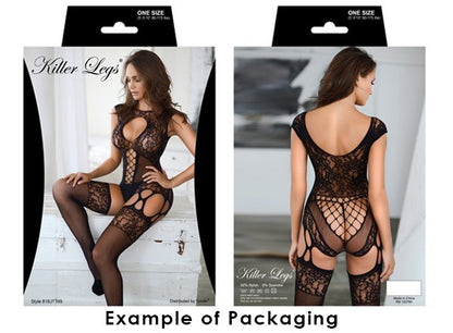 Criss Cross Lace Detail BodyCon Fishnet Dress with Thong