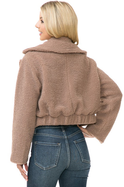 Casual Long Sleeve Faux Fur Jacket