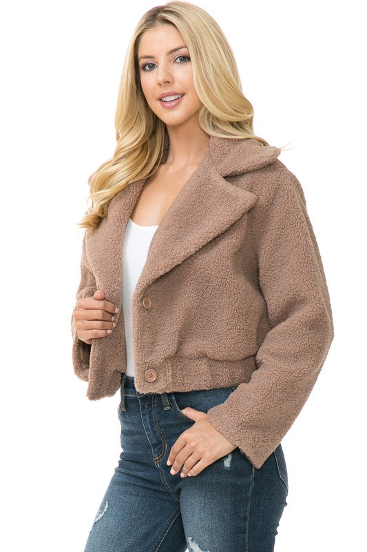 Casual Long Sleeve Faux Fur Jacket