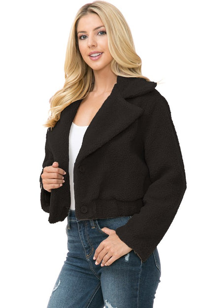 Casual Long Sleeve Faux Fur Jacket