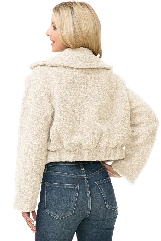 Casual Long Sleeve Faux Fur Jacket