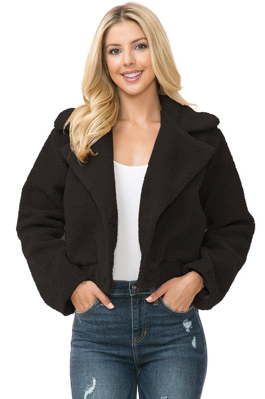 Casual Long Sleeve Faux Fur Jacket