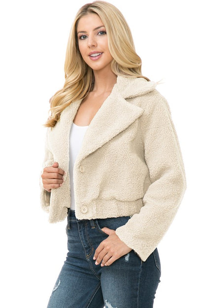 Casual Long Sleeve Faux Fur Jacket