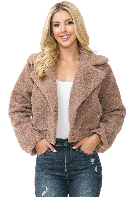 Casual Long Sleeve Faux Fur Jacket