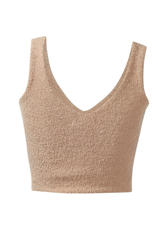 Sleeveless Casual Solid Knitted Crop Top