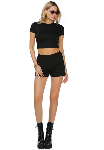 High Kicks Solid Cotton Mid-Rise Shorts