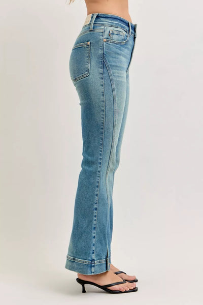 Judy Blue High Waist Vintage Wash Flare Jeans - Fashions Envy