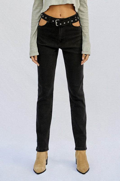 High-Waisted Straight Dark Wash Jeans - Fashions Envy