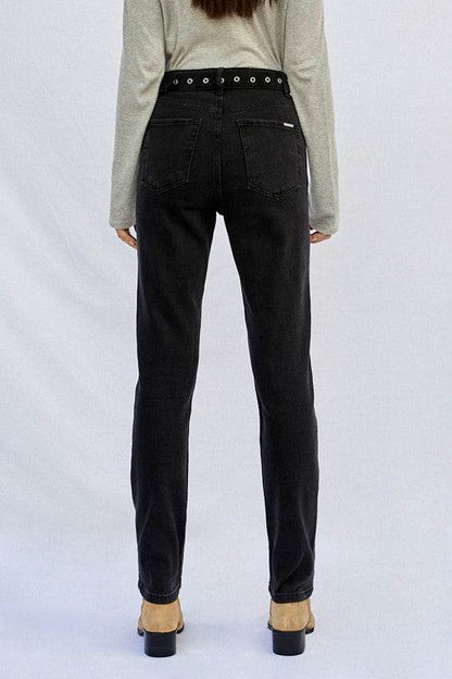 High-Waisted Straight Dark Wash Jeans - Fashions Envy