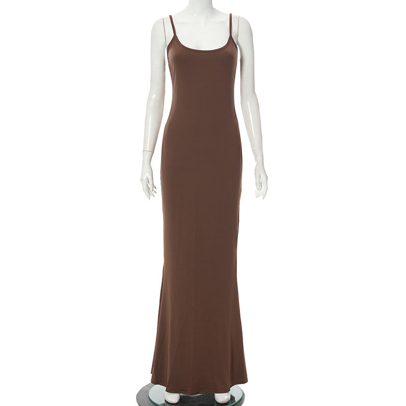 Pure Slim Peach Hip Suspender Long Fishtail Skirt