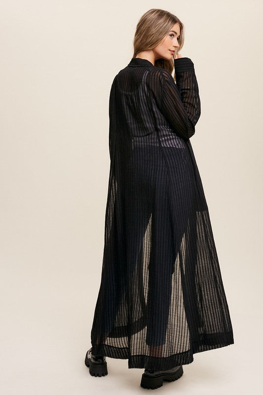 Long Sleeve Button Down Shirt Maxi Dress