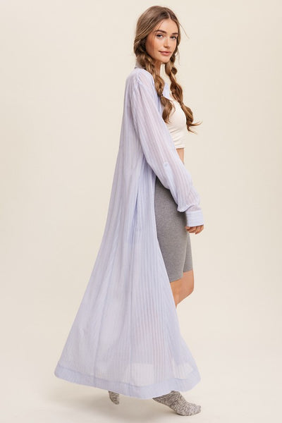 Long Sleeve Button Down Shirt Maxi Dress - Fashions Envy