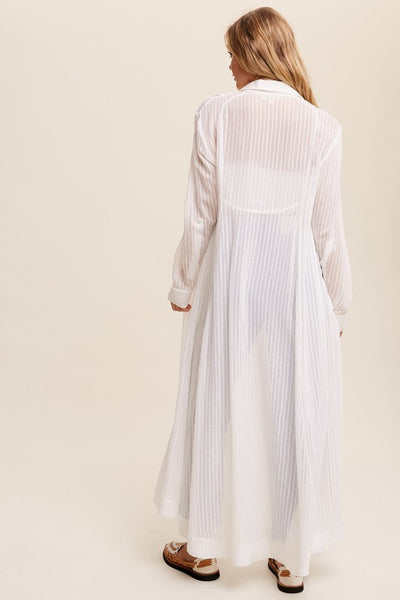Long Sleeve Button Down Shirt Maxi Dress - Fashions Envy