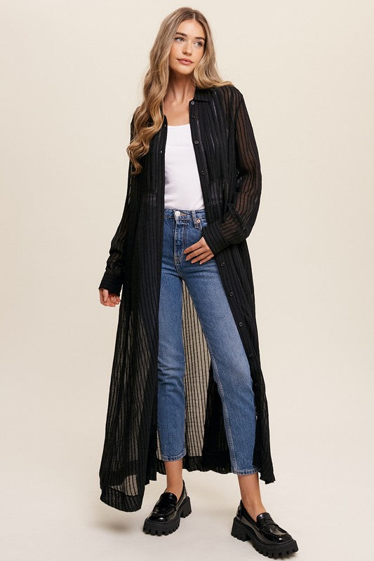 Long Sleeve Button Down Shirt Maxi Dress