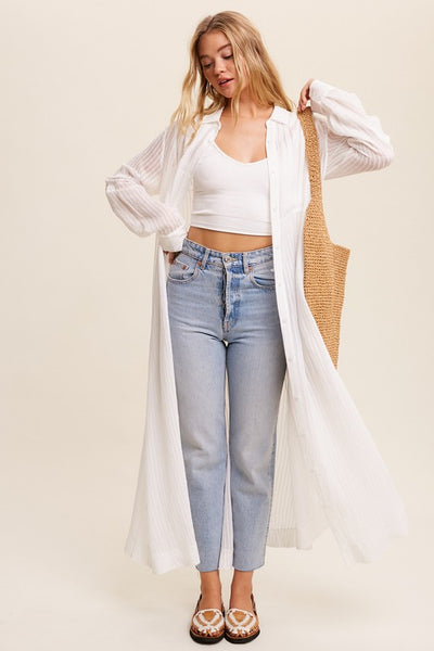 Long Sleeve Button Down Shirt Maxi Dress - Fashions Envy