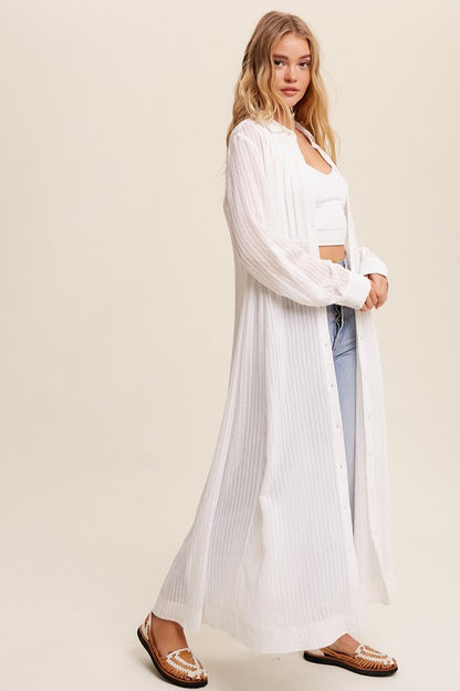 Long Sleeve Button Down Shirt Maxi Dress