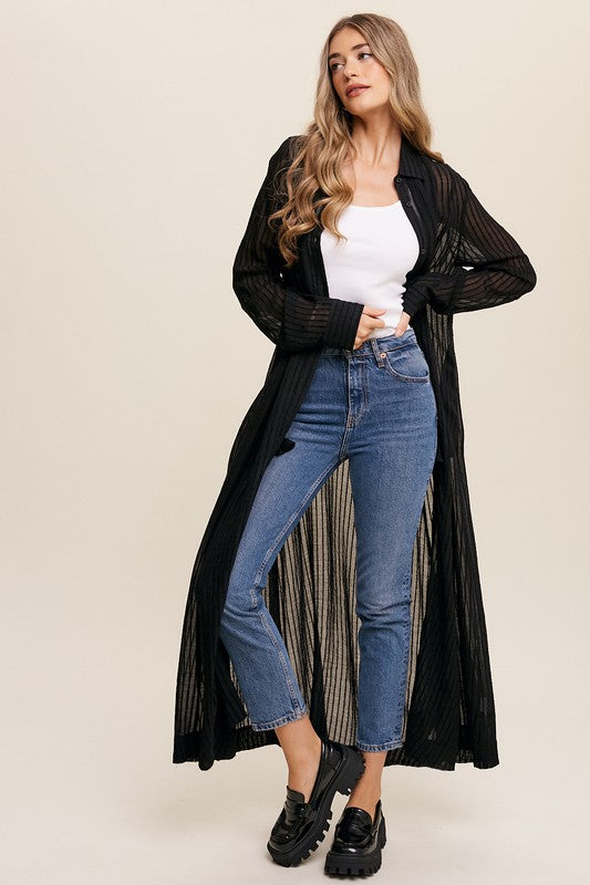 Long Sleeve Button Down Shirt Maxi Dress