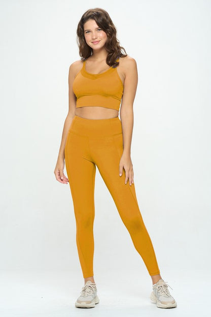 Activewear Sleeveless Crop Top and Leggings Set