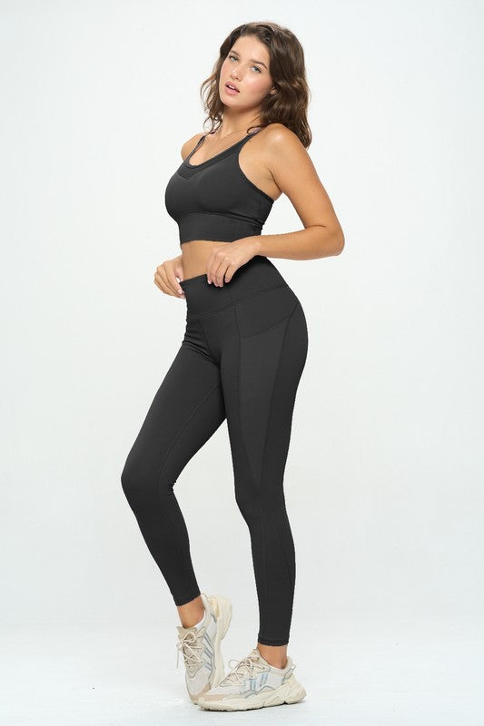 Activewear Sleeveless Crop Top and Leggings Set