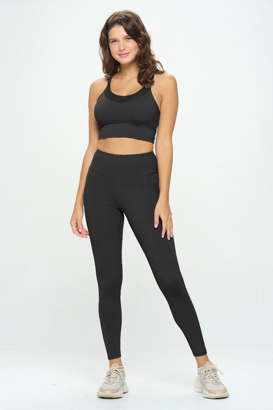 Activewear Sleeveless Crop Top and Leggings Set