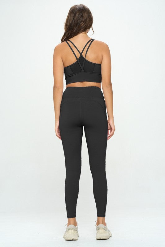 Activewear Sleeveless Crop Top and Leggings Set