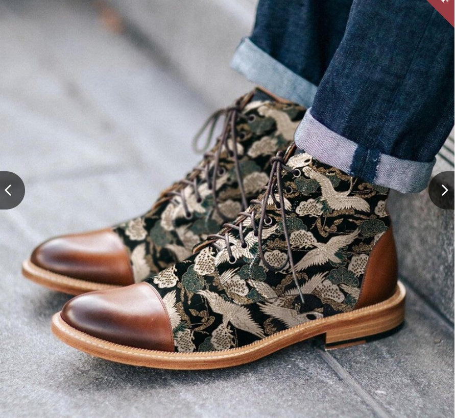 Men's Low Heel Front Lace Up Low Tube Martin Boots
