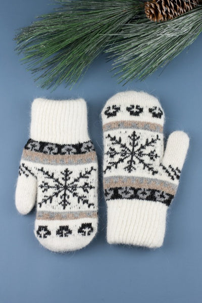 Nordic Snowflake  Mittens - Fashions Envy