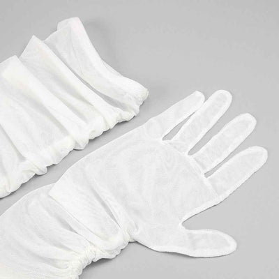 Sheer Mesh Backless Dress - White Halter Long Sleeve