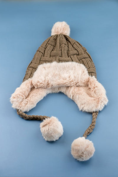 Cable Weave Pom Trapper Hat - Fashions Envy