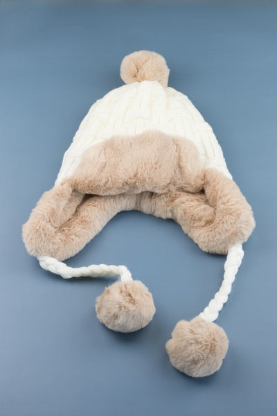 Cable Weave Pom Trapper Hat - Fashions Envy