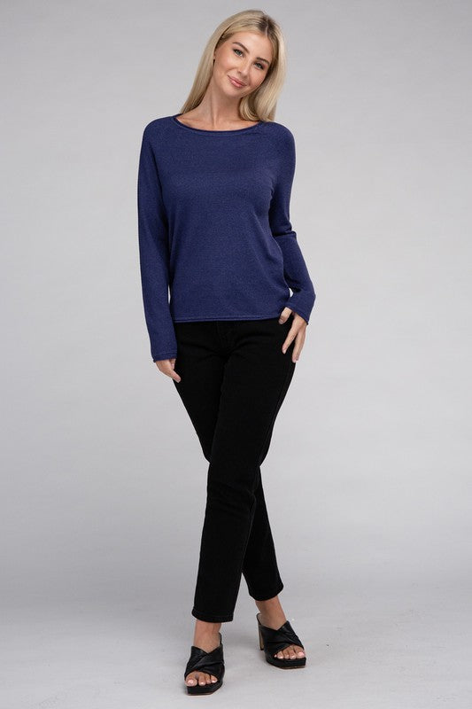 Long Sleeve Viscose Round Neck Basic Sweater