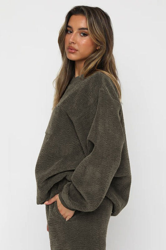 Comfy Oversized Casual Western Corduroy Set