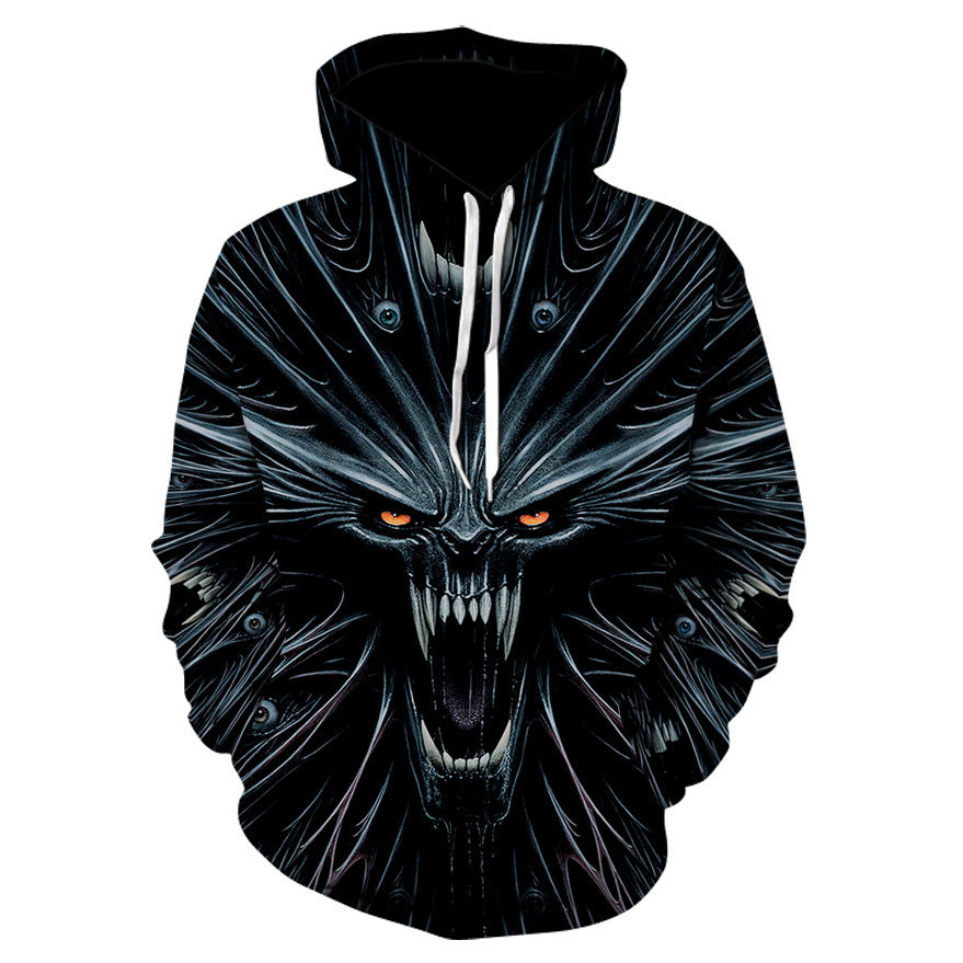 Scary Skull Print Hoodie - Halloween Sweatshirt