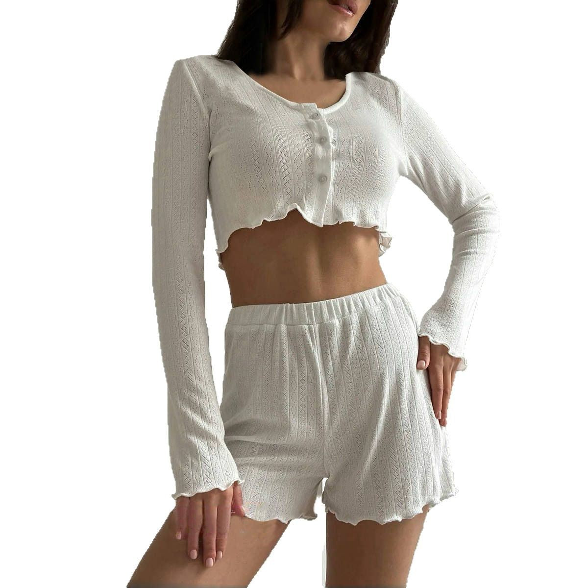 Pajama Set - Long Sleeve Shorts Loungewear