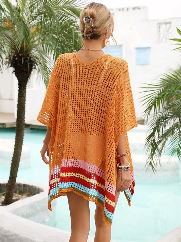 Open Knit Striped Cover Up