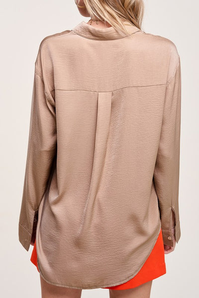 Silky Button-Down Long Sleeve Hazel Top