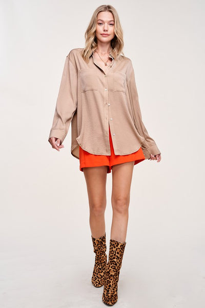 Silky Button-Down Long Sleeve Hazel Top