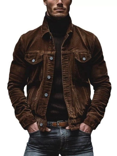 Corduroy Button-Down Jacket Men - Classic Fit Outerwear - Fashions Envy