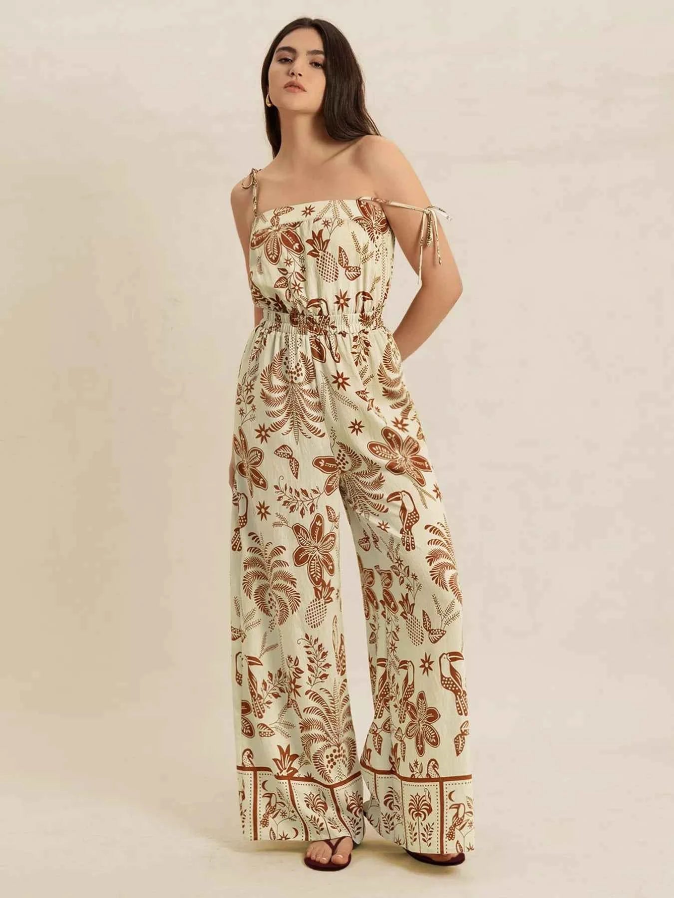 Tie Strap Wide Leg Jumpsuit
