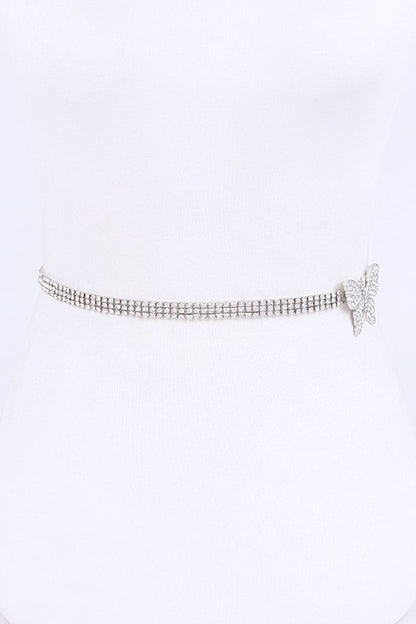 Rhinestone Butterfly Gold Chain Belt